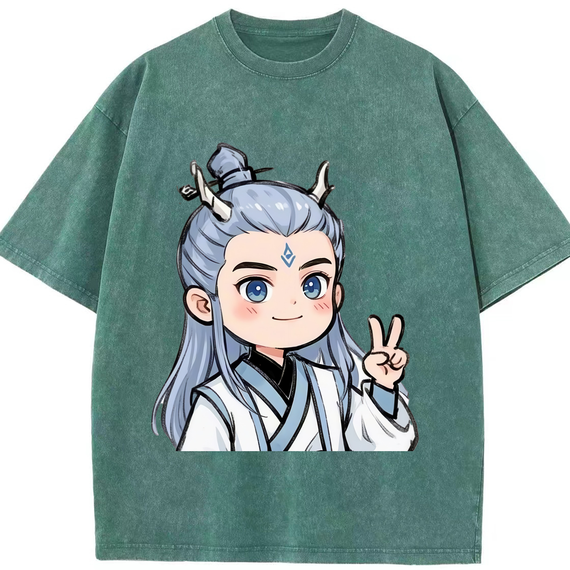 （画像用） Ne Zha 2 ナタ 魔童の大暴れ 綿100% ヴィンテージ風 半袖Tシャツ（フロントプリント）